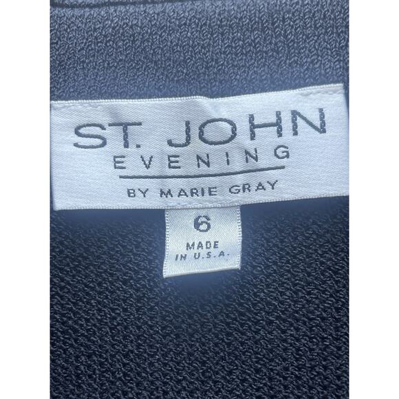 ST JOHN Evening Black Santana Knit Formal Jacket Women’s Size 6 Pristine - Picture 3 of 9
